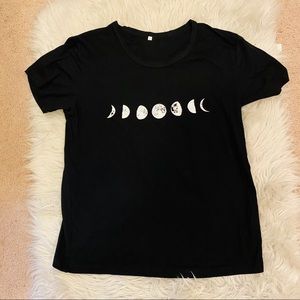 NWT Unisex Black Moon Phase Crew Neck Tee